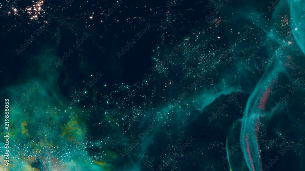 Wall mural flying through star fields in outer space (loop).