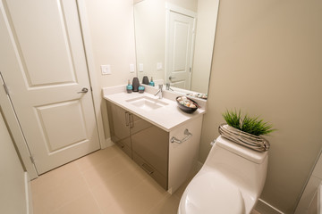 Interior design of a spacious and elegant bathroom.