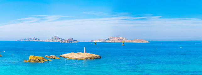 Chateau d'if prison where Alexander Dumas imprisoned count Monte Cristo in his novel, Marseille,...