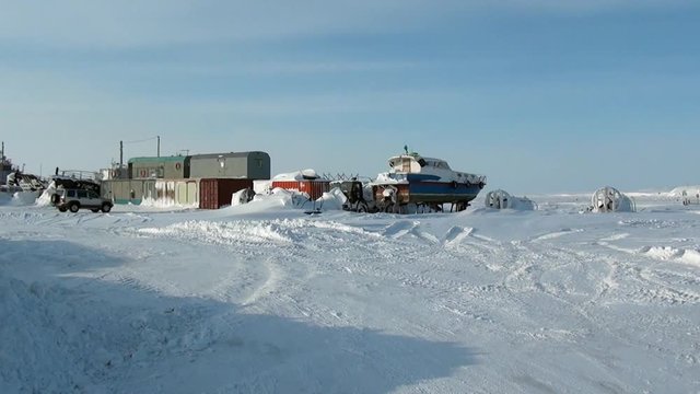 Way to the Anadyr airport and an abandoned village. Road through township Coal Mines to ghost town Gudym Chukotka. Former secret military base in far north of Russia. Ideal place for stalkers.