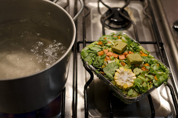 preparing vegetable soup