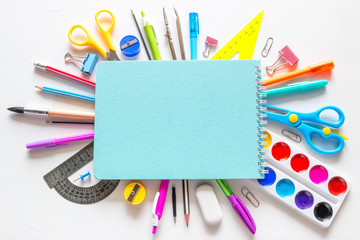 school notebook and various accessories for study