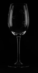 Empty Wine Glass on Black Background