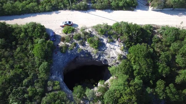 Overhead aerial, cave in Turks and Caicos