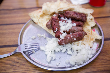 Close up image of cevapi traditional Balkan food 