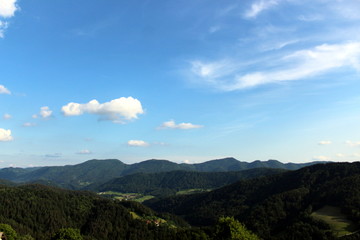 View of the hills with clouds