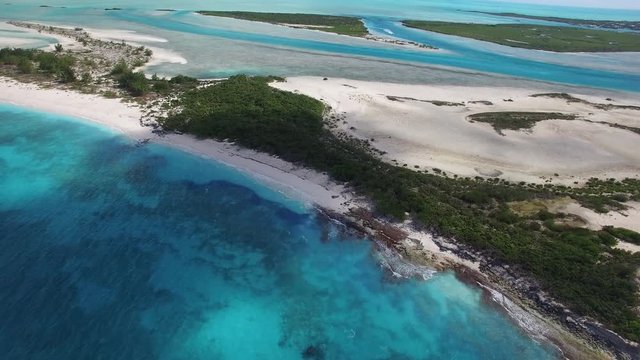 Aerial, tropical beach in Turks and Caicos