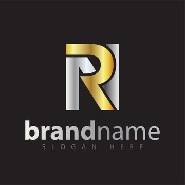 rn initial letter logo icon vector. gold silver gradient color