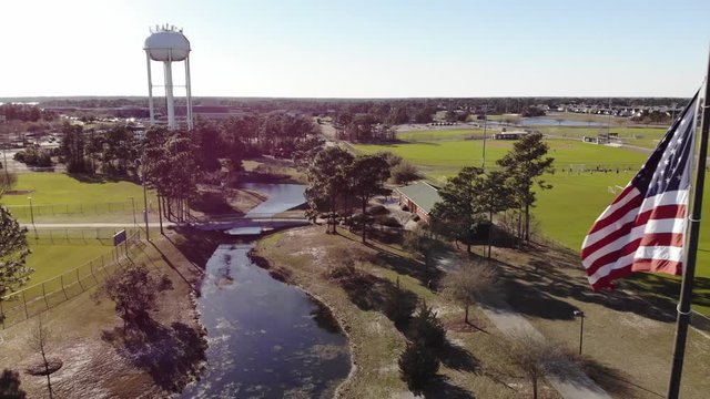Aerial, water tower in North Carolina