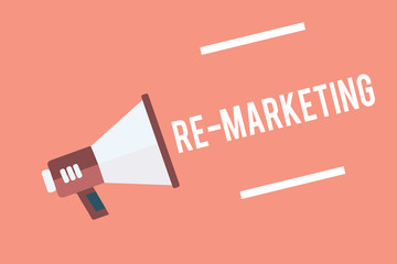 Text sign showing Re Marketing. Conceptual photo Strategy to reach potential customers in your website Megaphone loudspeaker pink background important message speaking loud