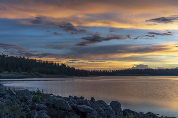 Long exposure image taken after sunset at Big Lake, Arizona.