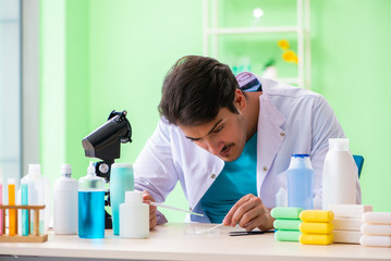 Chemist testing soap in the lab