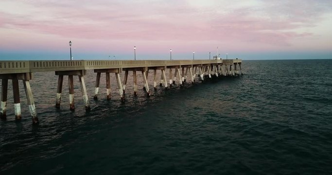 Aerial, scenic ocean pier in Wilmington