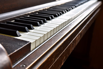 Vintage Piano Keyboard Close Up