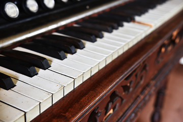 Fototapeta na wymiar Vintage Piano Keyboard Close Up