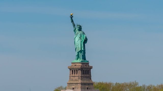 4k hyperlapse video of Statue of Liberty in New York
