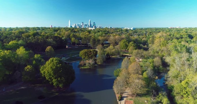 Scenic vegetation outside of Charlotte, wide aerial