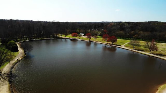 Park lake in North Carolina, aerial