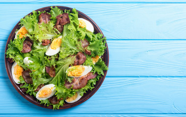 Fresh salad with bacon