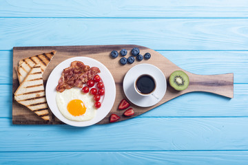 Breakfast  on rustic table