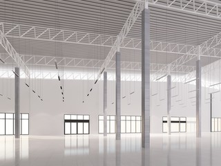 sketch design of interior warehouse, 3d rendering