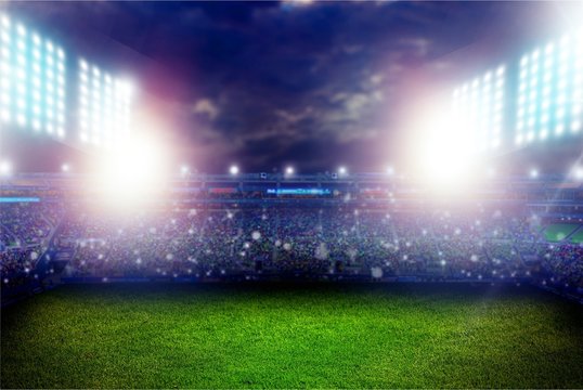 Lights at night empty  stadium