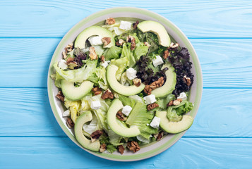 Healthy salad with avocado