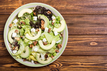 Healthy salad with avocado