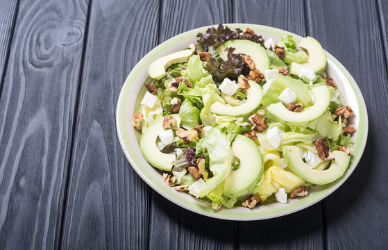 Healthy salad with avocado
