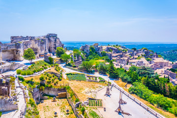 Historical weapons situated inside of the Chateau des Baux perched in Les Baux des Provence village...
