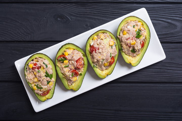 Avocado stuffed with salad