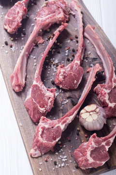 Raw ribs or rack of lamb and ingridient