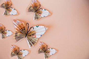 paper money butterflies background