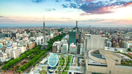Japan Nagoya city sunrise sakae tv tower oasis21 landscape aerial photography