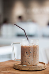 Iced coffee in coffee shop