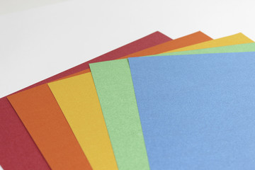 Colored papers, red, orange, yellow, green, blue