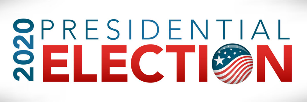 Election header banner with Vote 2020 with Patriotic Stars and Stripes Theme
