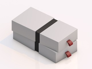 3d rendering blank boxes isolated on white background