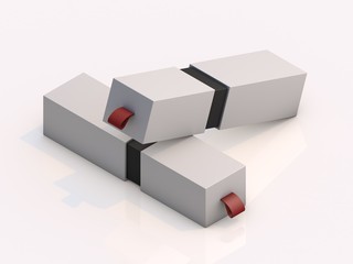 3d rendering blank boxes isolated on white background