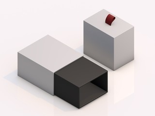 3d rendering blank boxes isolated on white background