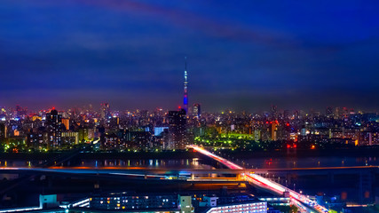Obraz premium Sceniczny widok miasto Tokyo stolica Japonia w zmierzchu