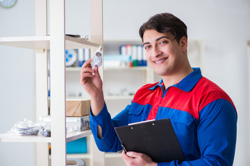 Man working in the postal warehouse