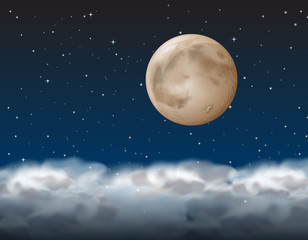 Fototapeta na wymiar A moon above the cloud