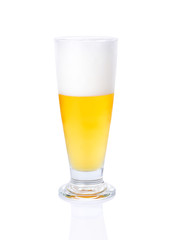 Beer with bubble on glass isolated on white background