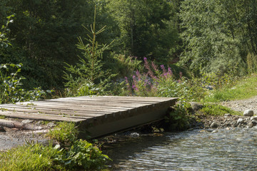 bridge passing over a mountain river