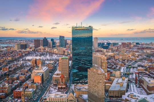 The skyline of Boston in Massachusetts, USA