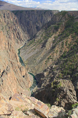 The Gunnison River flowing through Black Canyon of the Gunnison at Pulpit Rock.