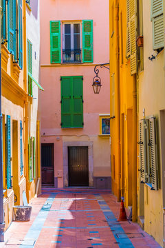 A Narrow Street In The Center Of Monaco