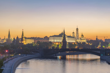 Fototapeta na wymiar Moscow sunrise city skyline at Kremlin Palace Red Square and Moscow River, Moscow, Russia