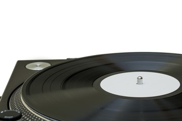 Obraz premium Vinyl Record in a Gramophone - Close Up
